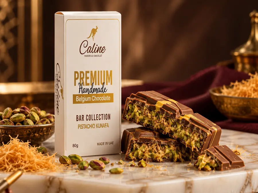 لوح شوكولاتة كالين بيستاشيو كنافة بحشوة الفستق والكنافة مع عبوة Bar Collection